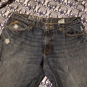 Men's light distressed Ariat Jeans